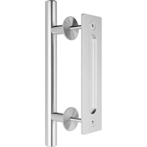Poignée de Porte de Grange, Poignée de Porte Coulissante, Poignée de Porte de Grange Robuste, Tirez la Poignée pour Le Garage, Poignée de Traction de Porte, Coulissante Poignee de Porte,1 PC (argent)L (1/4)