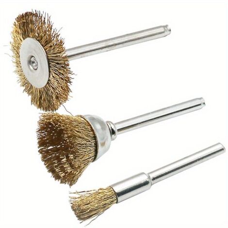 3 Pièces Brosse En Fil De Cuivre, Tête De Meulage En Forme De Bol Meulage électrique Nettoyage Rouille ébavurage Polissage Poignée De 3 Mm Roue De Type T Divers Modèles (1/4)