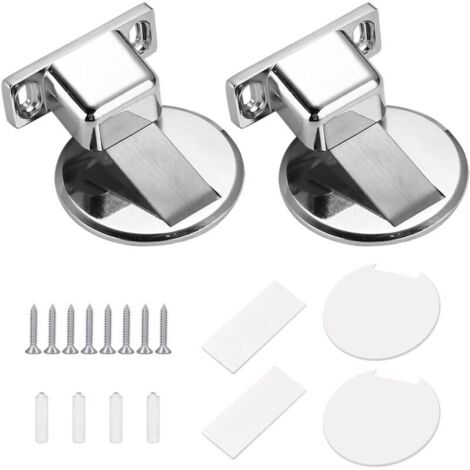 2 Pièces Butée de Porte Invisible avec 8 Vis et Adhésif, Butée de Porte Magnétique, Butée Forte Anti-Collision Invisibles Butoir de Porte, Arrêts de Portes Acier Inoxydable, pour Bureau Chambre