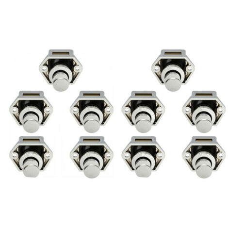 10 Boutons Poussoirs Mini pour Tiroirs, Placards, Portes et Caravanes – Finition Nickel (1/3)
