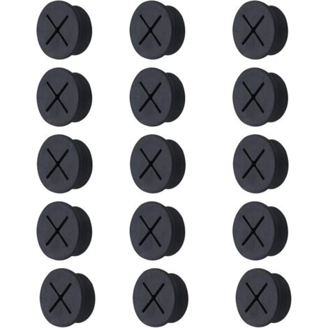 Passe Câble en Silicone, Oeillets de Trou de Câble, Couvercle de Trou de Câble, Câble Oeillet, Passe Câbles en Plastique, Trou Passe Câbles Ronds, pour Les Bureaux Couvercle Trou Rangement, 15 Pièces