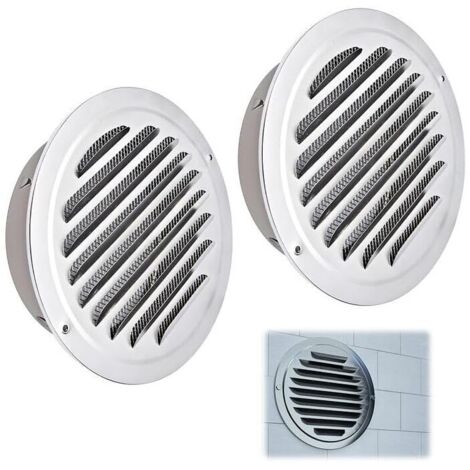 2 Pièces Grille Aération Ronde, 100mm Grille d'aération en Acier Inoxydable, Grille de Ventilation avec Filet Anti-insectes, Grille Ventilation Exterieur, pour Garage, Cuisine, Salle de Bain, Mur (1/4)