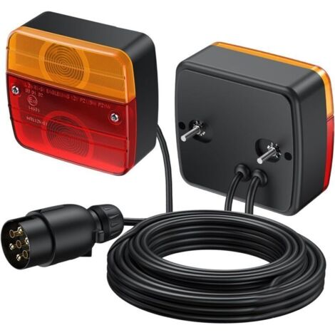 Kit de Connexion Feu Arrière Remorque 7 Broches 12 V avec Câble 7,5 m – 2 Pièces Homologuées E