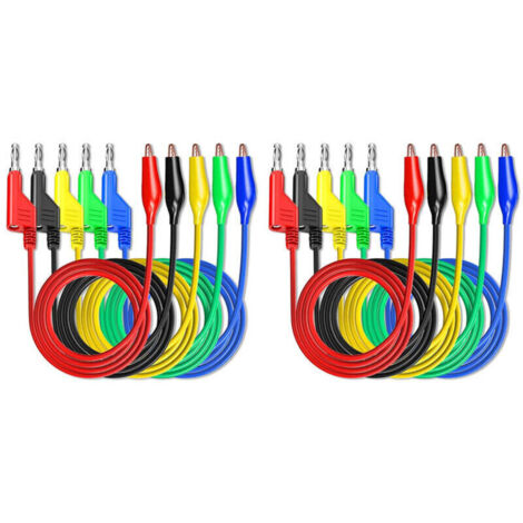FENOPLASTICA10 Pièces Fiches Banane à Pinces Crocodile, Câbles Souples 5 Couleurs pour Multimètre 500V/5A