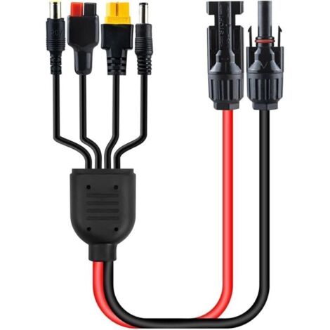 Câble de charge solaire universel 1 m, 4 connecteurs (Anderson, XT60, DC7909, DC5521), 16 AWG (1/4)