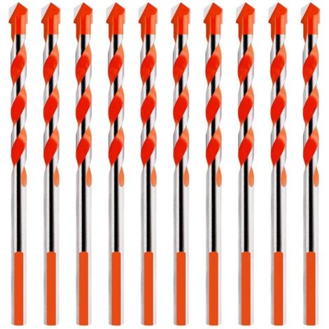 10 Pièces Carbure De Tungstène Maonnerie Foret, Foret de Maonnerie d'Alliage de Triangle 6mm Orange (1/4)