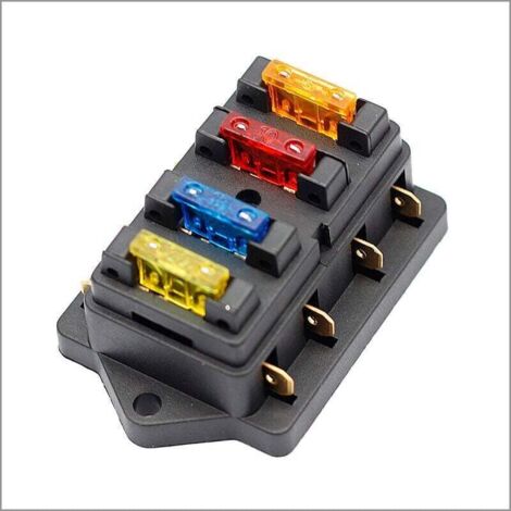 12V 24V 32V 4 Faon Standard Porte-fusible à Lame Bote à Fusibles pour Bateau Camping Voiture et Autre Véhicule, avec Fusible 6 Lames