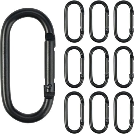 10PCS Mousqueton, 2cm5cm Petit Mousqueton Noir, Mini Mousquetons Aluminium Porte Clé d'escalade à Ressort Clips, Mousquetons pour Fixer des Équipements pour Maison Voyageant Camping Pêche RV