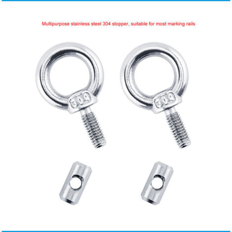 6 pièces boulon à œil d'épaule, boulons à œil en acier inoxydable 304 boulon à œil en acier inoxydable robuste garde-corps d'auvent anneau de suspension fixe anneau de rail coulissant rond (1/4)