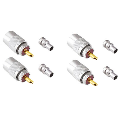 Lot de 4 Connecteurs Coaxiaux UHF Mâles à Souder 50 Ohm pour Câbles RG58 RG59 RG8 Antenne Radio (1/4)