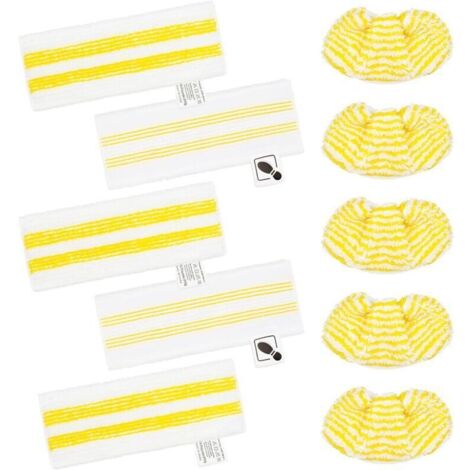 Lot de 10 Chiffons Microfibre pour Nettoyeurs Vapeur Karcher Easyfix SC1 à SC5 – 5 Buses Sol + 5 Buses Manuelles (1/4)