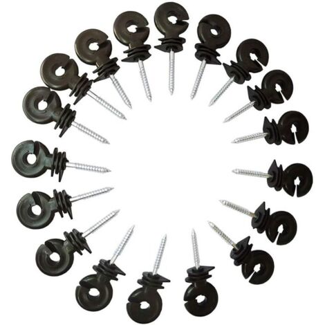 Isolateur de Clôture Électrique à Visser pour Filet et Piquet – Noir (20 Pièces)