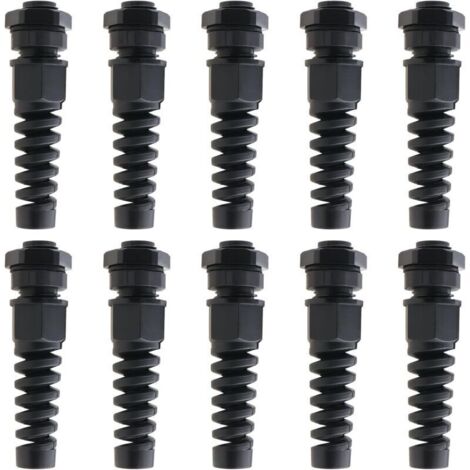 Lot de 10 presse-étoupes noirs PG7 IP68, étanches 3–6,5 mm, avec écrou réglable et serre-câble