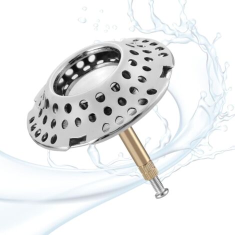 Bouchon de Baignoire 2 en 1, Filtre à Cheveux, Bouchon de Baignoire avec Filtre à Cheveux, Hauteur Réglable, Anti-obstruction, Absorbe Efficacement Les Cheveux (Laiton)