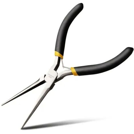 6" Mini Pinces à bec avec poignées confortables, pinces de précision avec machoires extra longues effilées et non dentelées pour la fabrication de bijoux, le pliage de fil et la prise d'objets petits