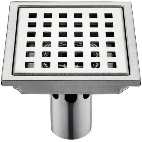 Siphon de Sol en Acier Inoxydable Anti-Odeur carré de Salle de Bain déchets Gate Égouttoir de Douche avec Grande Calibre, 150mm, (1/4)