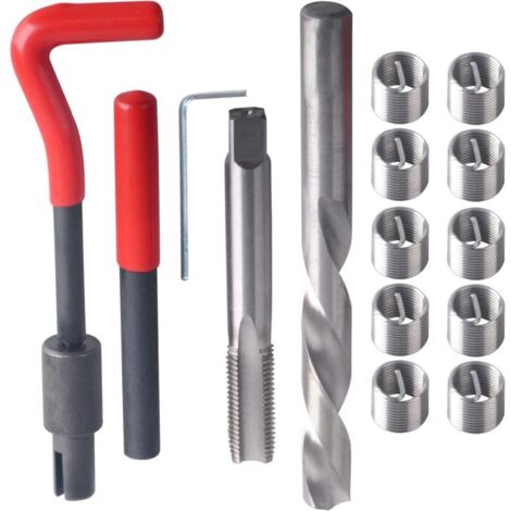Kit de réparation de filetage M14 x 1,50 mm, outils de réparation de filetage hélicoïdal, kit d'insertion de fil, ensemble d'outils à main compatibles pour réparation automobile