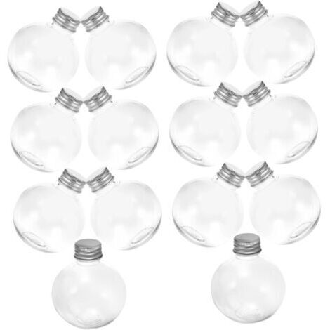 Lot de 25 flacons ronds en plastique transparent (150 ml chacun) avec bouchons, flacons décoratifs parfaits pour les mariages et les fêtes. Possibilité d'impression de messages variés  couleurs aléato (1/4)
