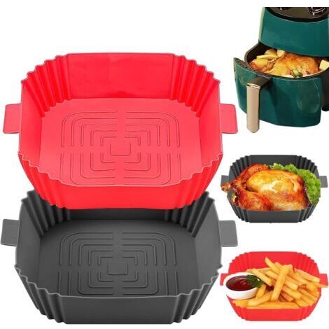 Moule en silicone pour friteuse à air chaud - Moule plat de 20 cm, panier réutilisable, ensemble de 2 poêles antiadhésives, cuisson sans huile (1/4)