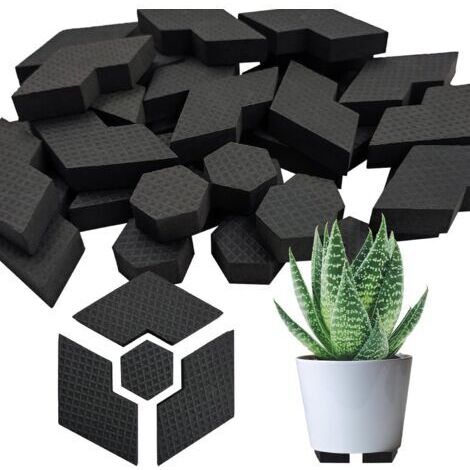 SNAIL GARDEN Lot de 40 patins hexagonaux dissimulés pour pots de fleurs, adaptés à différents styles de pots, antidérapants, convenant à une utilisation intérieure et extérieure. (1/4)