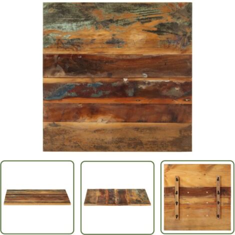 Plateau de table carré The Living Store 60x60 cm 15-16 mm en bois recyclé - Plateau - Bois massif - Table basse - Mobilier vintage - Décoration intérieure (1/4)