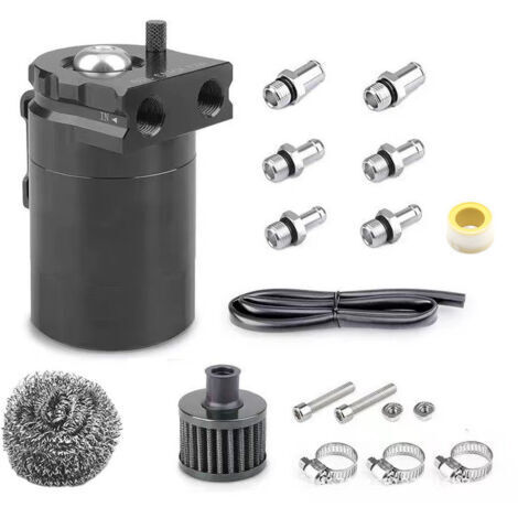 Réservoir de récupération d'huile automobile, récipient de collecte d'huile moteur, réservoir de carburant en aluminium de 300 ml avec filtre à air, type universel, convient à divers véhicules. (1/4)