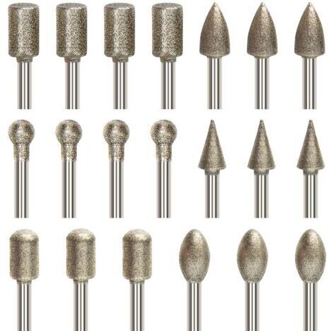 Ensemble de 20 limes rotatives diamantées, ensemble de limes à graver, diamètre de tige de 3 mm (1/8 pouce), limes revêtues de diamant, adaptées aux outils rotatifs, au meulage, au polissage, à la gra (1/4)