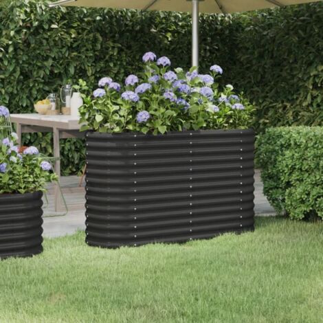 Pot de fleurs de jardin - jardinière, acier thermolaqué, 114 x 40 x 68 cm, gris anthracite, BV348322 - BonneVie (1/4)