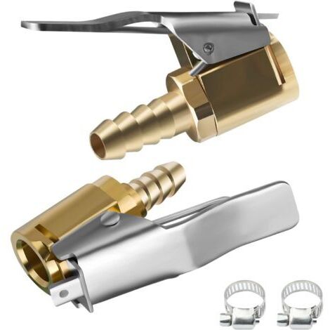 Adaptateur de valve de pneu de voiture, 2 gonfleurs en laiton de 6 mm (1/4 pouce), clip de conversion de tête de valve de pneu, convient à toutes les valves de pneus avec filetage. (1/4)
