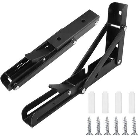 Cadre de support pliable en acier inoxydable, robuste et extensible, idéal pour les garages, les cuisines et les chambres (25 cm, lot de 2) (1/4)