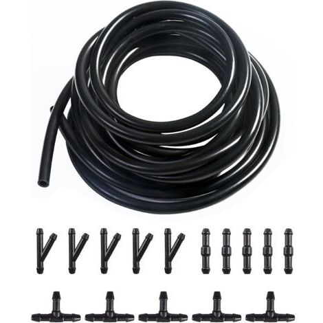 Tuyau lave-glace de 3 mètres (10 pieds), kit de tuyau lave-glace avec 15 raccords, compatible avec les systèmes lave-glace de la plupart des véhicules. (1/4)