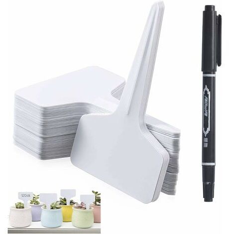 Étiquettes pour plantes, étiquettes pour semis, 60 étiquettes en forme de T pour potager (6 x 10 cm), imperméables et réutilisables – idéales pour les pots et accessoires de jardinage. (60 étiquettes (1/4)
