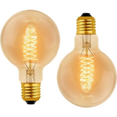 Ampoule Vintage Globe G80 E27 Dimmable 40W Blanc Chaud 2700K, AC 220V, Ampoules de Décoration à Incandescence Rétro E27 Spirale Tungstène Filament Lampe, lot de 2