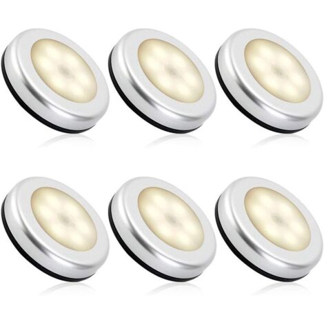 Veilleuse detecteur de mouvement intérieur,lampe led detecteur de mouvement pile pour escaliers, Eclairage LED Placard Armoire Couloir chambre enfant Auto ON / OFF 3M Adhésif (6pcs,blanche chaude)
