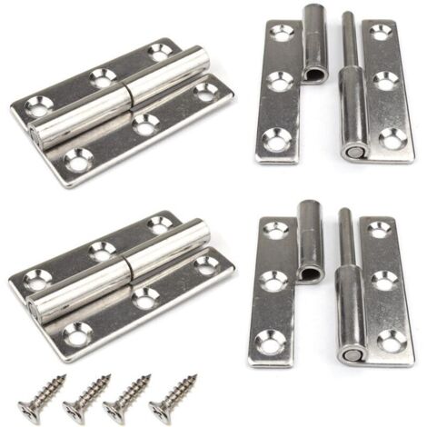 Lot de 4 charnières de porte amovibles de 7,6 cm en acier inoxydable 305 pour portes intérieures et extérieures