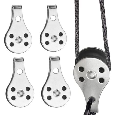 4 Pièces Double Inox Pivotant Poulie, Poulies à Bloc Unique, Bloc Poulie Simple en Acier Inoxydable, pour Les Grands Kayaks, Canoës, Usines, Bâtiments, Etc