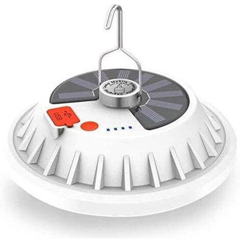 Lampes de camping portables Lampes de tente d'extérieur Lanterne solaire 5 modes, lampe LED ultra lumineuse rechargeable par USB avec sortie de banque d'alimentation - Éclairage étanche pour tentes, c