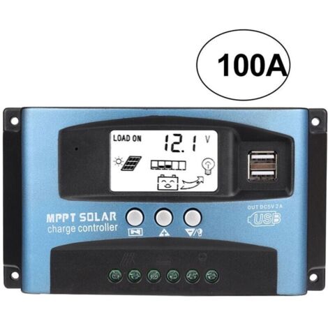 Contrôleur de Charge Solaire MPPT 100A, Régulateur de Batterie Intelligent de Contrôleur de Regulateur Panneau Solaire USB 12V 24V avec écran LCD-VSIAISV