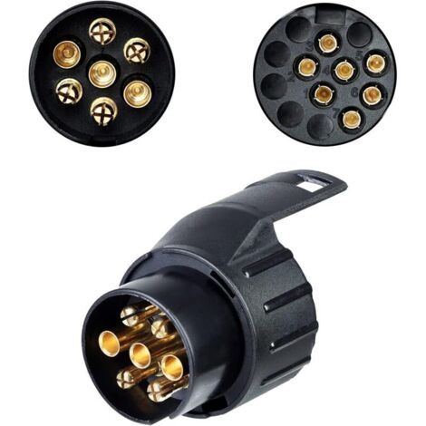 Adaptateur Remorquage 7 Broches vers 13 Broches, Adaptateur Prise Remorque Attelage, Connecteur Convertisseur Prise Remorque Étanche 12V, pour Caravane Camion RV Voitures Bateau