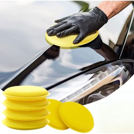 ÉPonge de Polissage de Voiture,Pad Polissage,Tampon Polissage,Tampon Applicateur Voiture,ÉPonges de Polissage,Applicateur Ceramique Voiture,Tampons d'Applicateur de Cire,ÉPonge Polie à la Main,6pcs (1/4)
