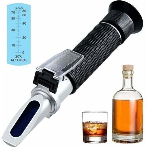 Réfractomètre d'alcool deHaute Précision 0-80% v/v, Outil de Mesure de la Teneur en Alcool Portable, Compteur d'alcool Réfractomètre Portable pour Bourbon Vodka Gin Whisky etc.