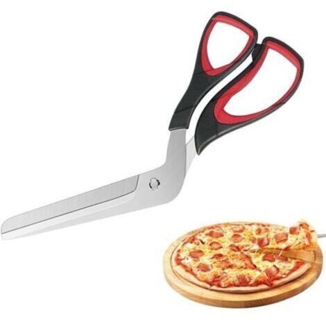 Ciseaux à Pizza, Ciseaux de Cuisine Multifonctionnels, Acier inoxydable, 27 CM, Noir Rouge (1/4)