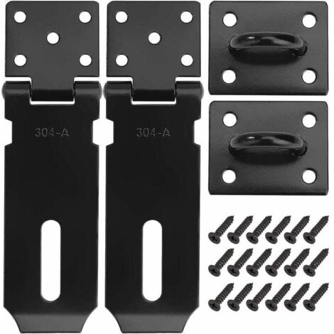 GABRIELLE Cadenas Fermoir Loquet de Porte Acier Inoxydable Moraillon de Verrouillage 4 Pouces Verrou de Porte avec Vis Finition Noir Mat 2 Pièces (1/5)