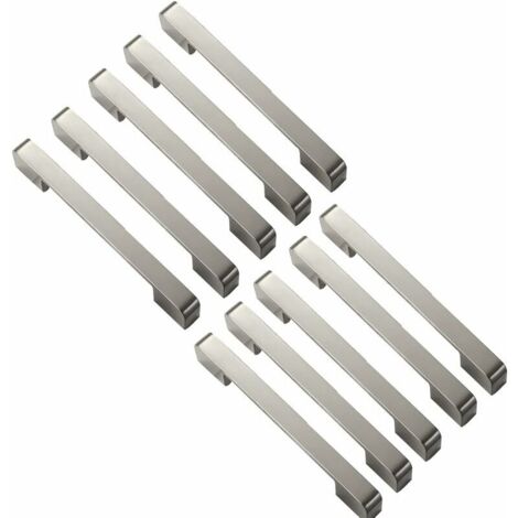 GABRIELLE 10pcs poignées de porte brossé poignee de meuble cuisine Poignées T Bar Bâton Cuisine Armoire Entraxe de Trous 128 mm Nickel brossé (1/5)
