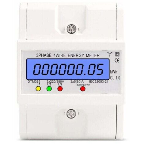 GABRIELLE wattheure Meter 220 / 380V 5 - 80A Power Consumption kwh Din Rail mounted Digital wattheure meter, with White Backlight Display (1/5)
