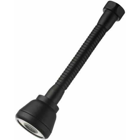 Tête de robinet rotative à 360 ° Rallonge de robinet de cuisine anti-éclaboussures avec 3 modes d'économie d'eau Tête de robinet en cuivre noir (Long) (1/5)