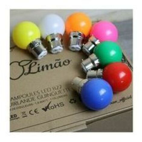 Lot de 24 Ampoules LED B22 Guirlande guinguette extérieur（6 rouge, 6 vert, 6 bleu et 6 jaune） (1/5)