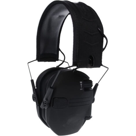 GABRIELLE Casque antibruit actif pour le tir Protection auditive électronique Protection auditive Réduction du bruit Casque de chasse actif Casque de protection auditive Pliable (Noir) (1/6)