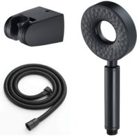 High Pressure Shower Head 3 Functions Hand Shower Anti Limescale Water Saving Hand Shower Head Shower Head with 1.5M Shower Hose and Bracket, ABS, Round, Black