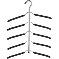 Multi-layer Clothes Hangers Stainless Steel 5 In 1 Metal Anti-Slip Sponge Space Saving Hanger Multi Magic Hanger Storage(black)